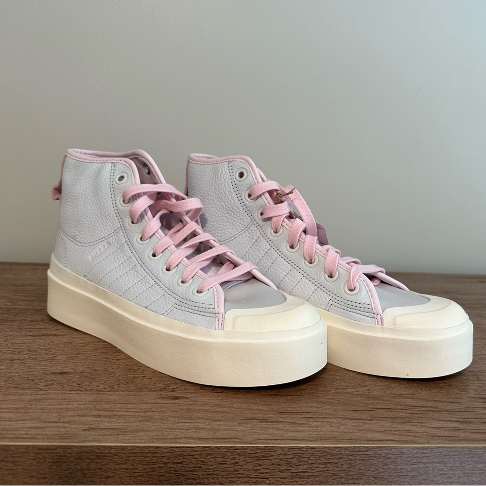 Adidas Originals Nizza Platform High Tops, Sz W8, Sneakers White Leather